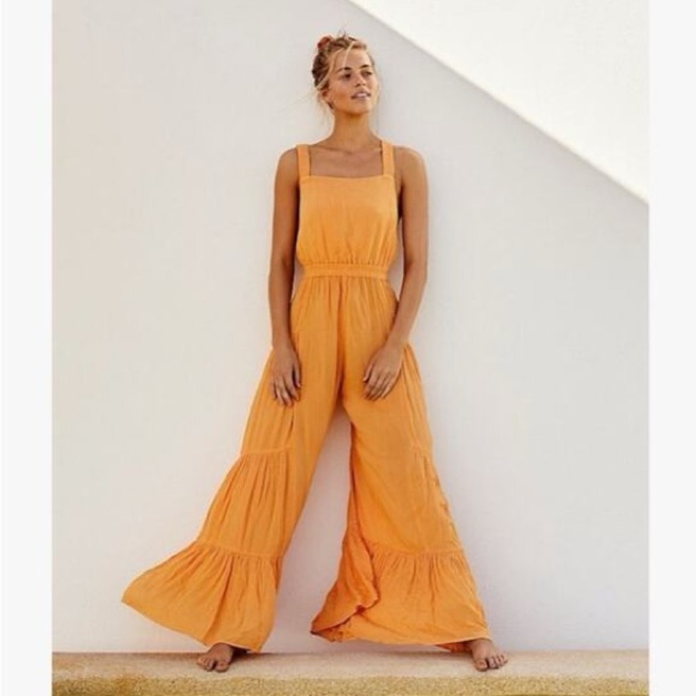 Free People Selfie Worthy Jumpsuit Orange